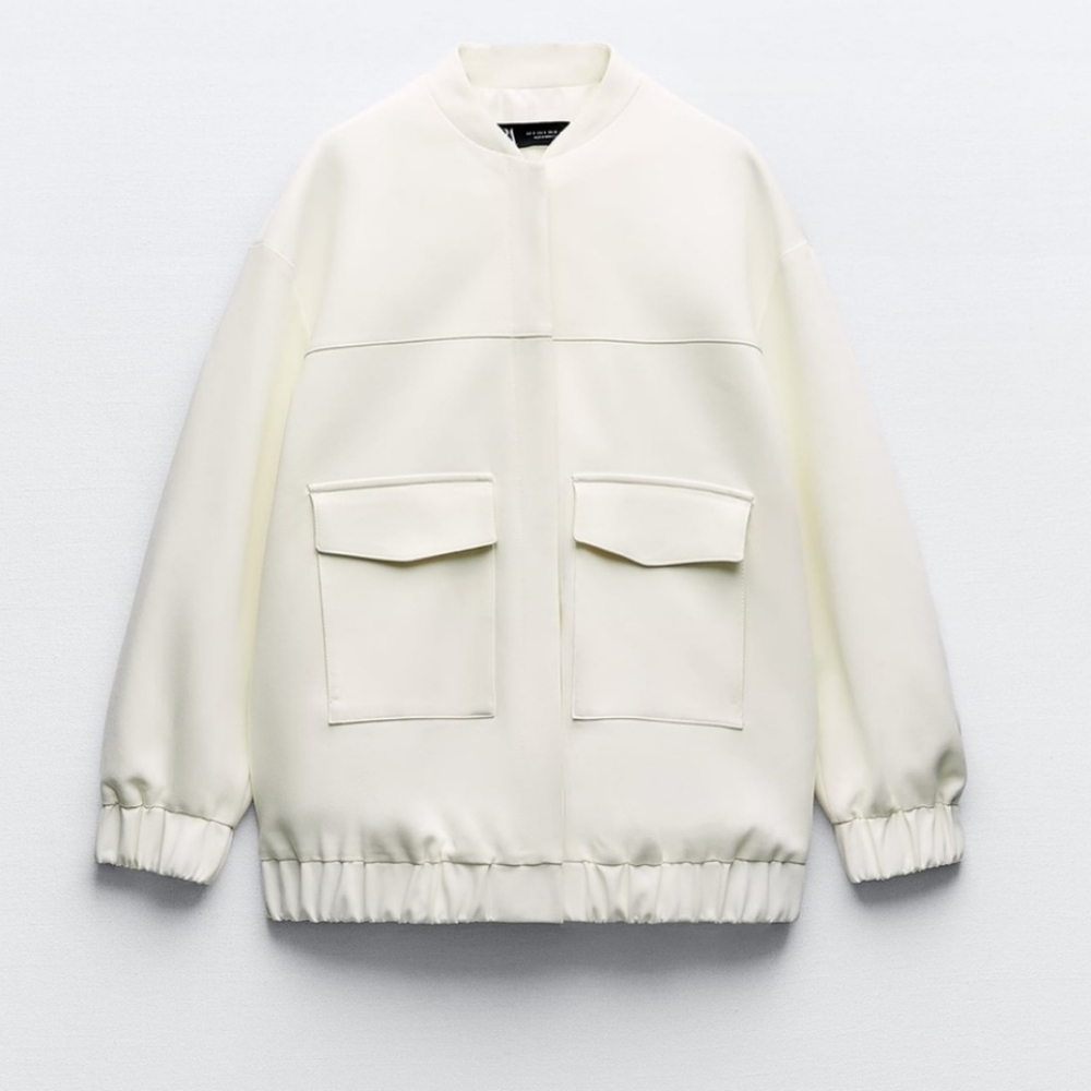 ZARA OVERSIZED LONG BOMBER WHITE SIZE XS L - Picture 13 of 16